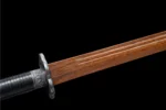 Wooden Embroidered Spring Knife wooden blade curvature and natural grain detail, training samurai sword, wooden samurai sword