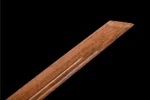 Wooden Embroidered Spring Knife wooden blade mid-section grain and curvature detail, training samurai sword, wooden samurai sword