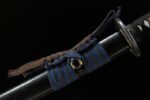 Black Damascus Japanese Sword sageo cord on scabbard
