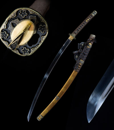 Complete katana set with saya, blade, and fittings