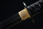 Pure black sword handle with leather wrapping