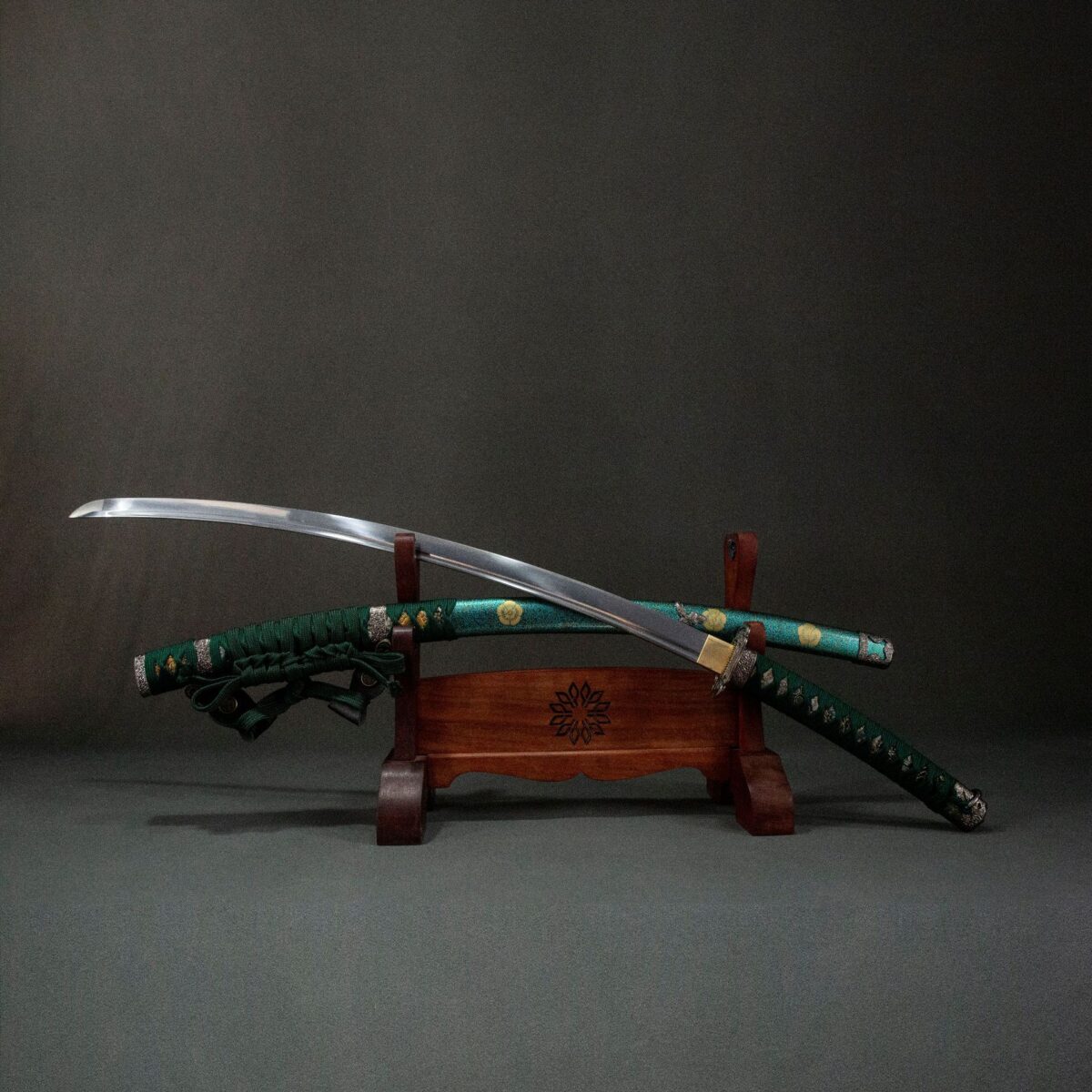 Green Devil’s Sword Complete Display with Wooden Stand