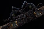 Handmade katana cord wrap and mount close-up