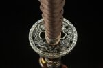 Handle view of Gold Dragon Wakizashi with dragon tsuba