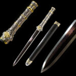 Beast King Sword, scabbard, and components, showing the complete craftsmanship.