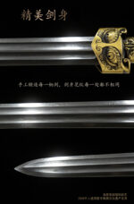 Taotie Sword blade tip sharpness and partial blade detail, showing metal texture and sheen