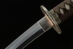 Gold Dragon Wakizashi blade at habaki joint close-up