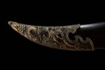Mongolian knife handle, finely carved pattern on the grip
