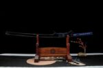 Shadow Katana displayed on a stand, showing its complete form and color scheme