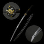 Close-up of Dark Plum katana blade and fittings