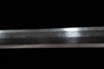 Qin Wang Sword blade section, highlighting the unique Damascus steel forging pattern.