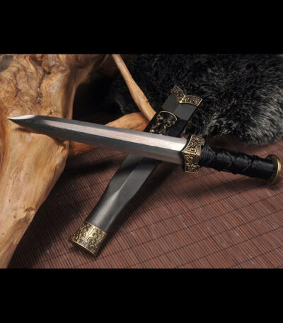 Chibi Xiaohan Sword, blade unsheathed and angled, showcasing its full appearance and elegant hilt with a compact, refined design.