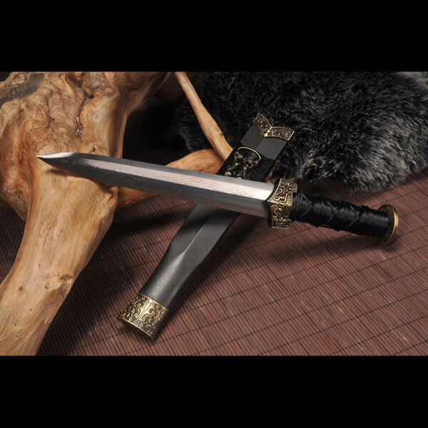 Chibi Xiaohan Sword, blade unsheathed and angled, showcasing its full appearance and elegant hilt with a compact, refined design.